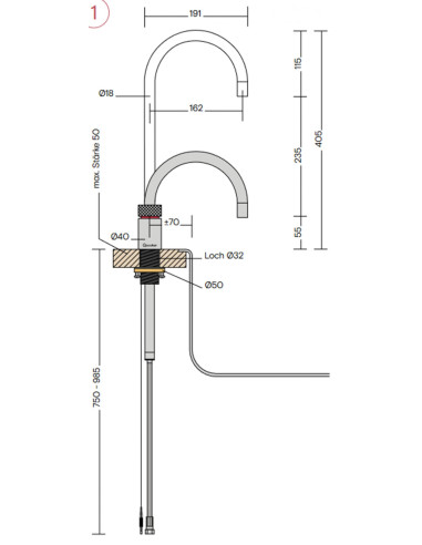 QUOOKER Nordic Round Single-Tap COMBI (+) B z CUBE