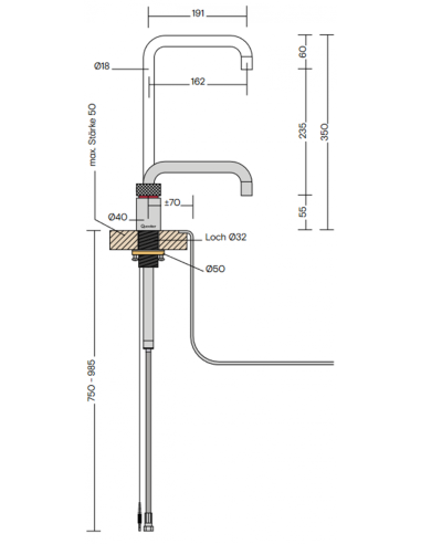 QUOOKER Nordic Square Single-Tap COMBI (+) B z CUBE