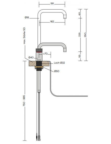 QUOOKER Nordic Square Single-Tap COMBI (+) B z CUBE