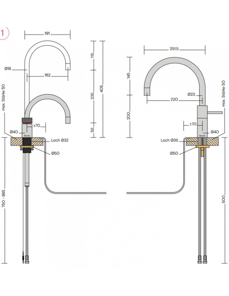 QUOOKER Nordic Round Twintaps COMBI B & CUBE  jako zestaw
