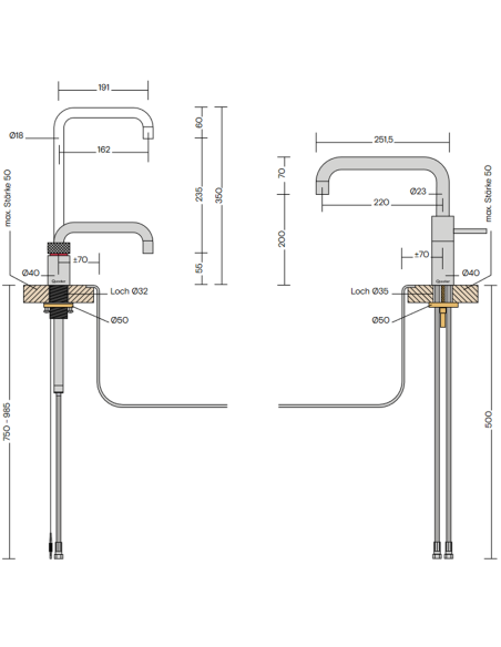 QUOOKER Nordic Square Twintaps COMBI B & CUBE  jako zestaw