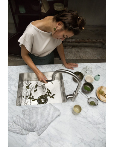 QUOOKER FLEX Round Combi B – bateria jednouchwytowa z wyciąganą wylewką i funkcją wrzątku 100°C