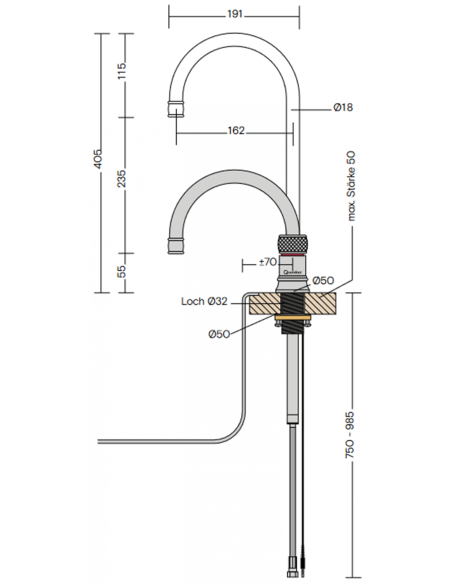 QUOOKER Classic Nordic Round Combi B (+) – Bateria z wrzątkiem 100°C