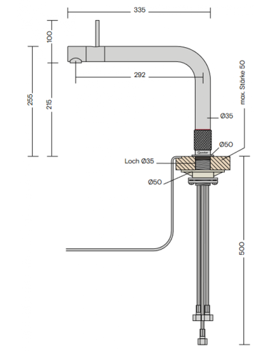 QUOOKER FRONT Combi B (+) – jednouchwytowa bateria z funkcją wrzątku 100°C
