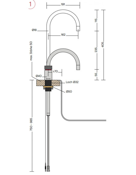 QUOOKER Nordic Round COMBI B (+) – kran do wrzątku 100°C