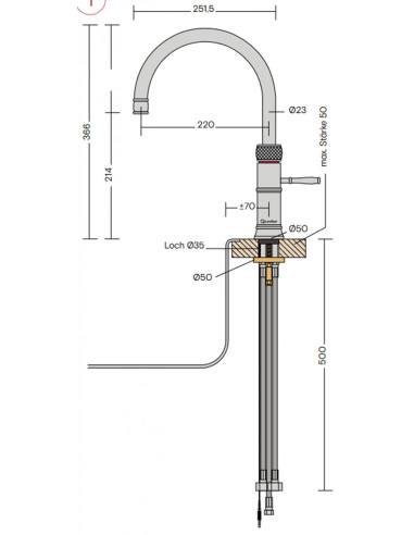 QUOOKER FLEX Round Wyciągana wylewka VAQ PRO3 z CUBE