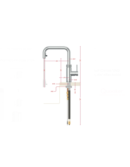 QUOOKER FLEX SQUARE Wyciągana wylewka Combi (+) B z CUBE