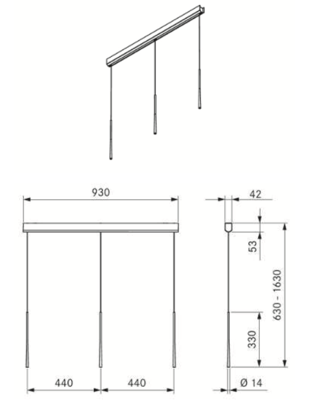 BORA Stars Lampa wisząca w potrójnym układzie lioniowym