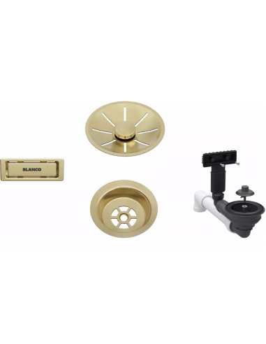 BLANCO Armatura odpływowo-przelewowa 1x3,5’’ z InFino i elementami stalowymi satin gold