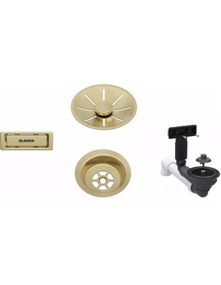 BLANCO Armatura odpływowo-przelewowa 1x3,5’’ z InFino i elementami stalowymi satin gold