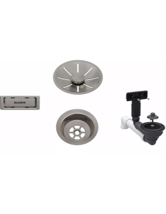 BLANCO Armatura odpływowo-przelewowa 1x3,5" z InFino i elementami stalowymi satin platinum