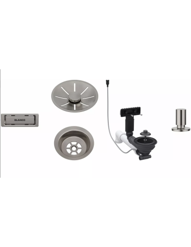 BLANCO Armatura odpływowo-przelewowa 1x3,5" z InFino, korkiem automat i elementami stalowymi satin platinum