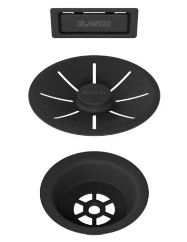 BLANCO Zestaw elementów stalowych w kolorze czarnym, do armatury przelewowo-odpływowej InFino, do jednej komory