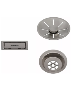 BLANCO Zestaw elementów stalowych w kolorze satin platinum, do armatury przelewowo-odpływowej InFino, do jednej komory