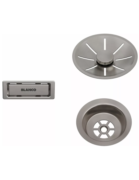 BLANCO Zestaw elementów stalowych w kolorze satin platinum, do armatury przelewowo-odpływowej InFino, do jednej komory