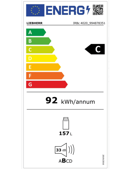 Chłodziarka do zabudowy IRBc 4020 peak z systemem BioFresh Professional