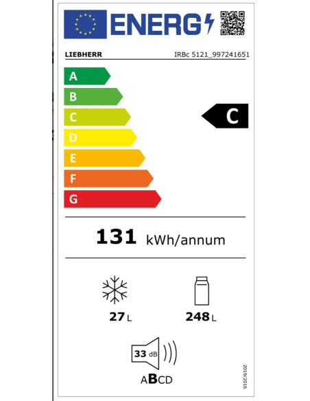 Chłodziarka do zabudowy zintegrowanej z systemem BioFresh IRBc 5121 plus BioFresh