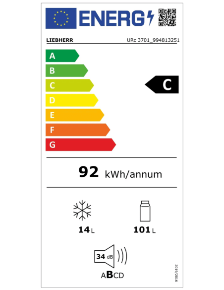 Chłodziarka do zabudowy podblatowej URc 3701 pure