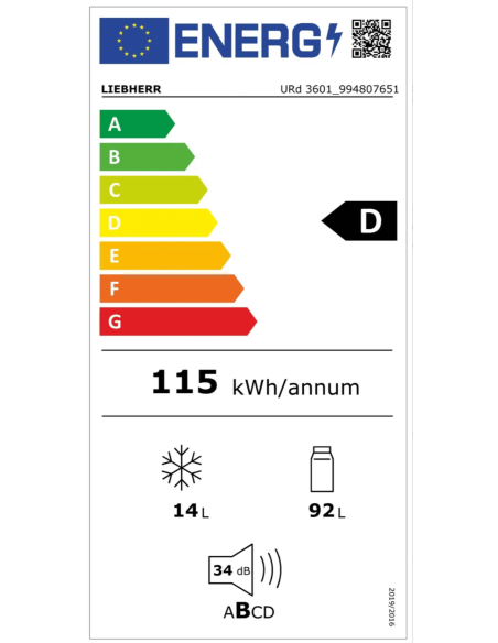 Chłodziarka do zabudowy podblatowej URd 3601 pure