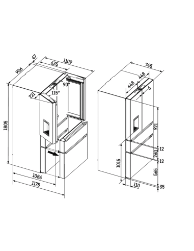 Chłodziarko-zamrażarka French Door z 2 szufladami zamrażalnika i kostkarką IceMaker MBsddi 9524 plus BioFresh NoFrost