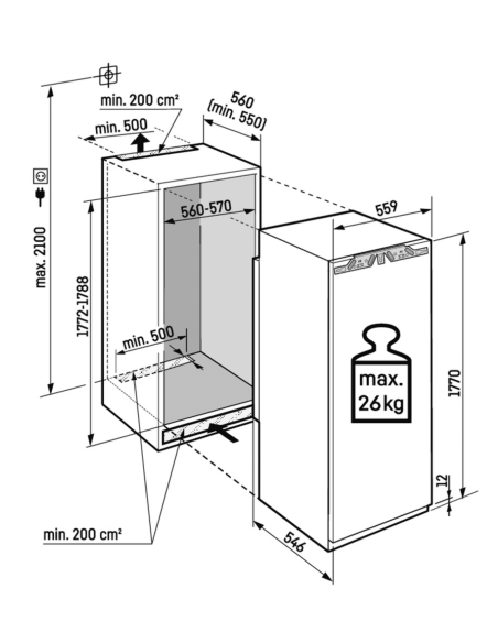 Chłodziarka do zabudowy zintegrowanej z systemem BioFresh IRBPci 5170 peak BioFresh